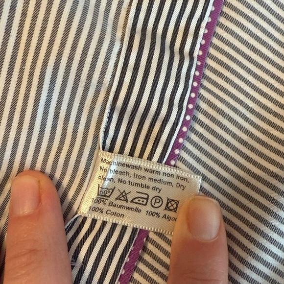 ETON Men’s Navy White Striped Long Sleeve Button Down Dress Shirt Size 43 17 - Picture 12 of 12